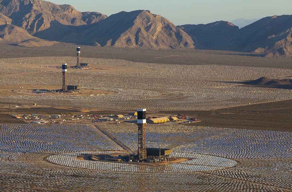 The Ivanpah concentrating solar  power plant.