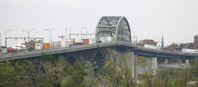 Buffalo's Peace Bridge. Rush hour wouldn't seem the best time for a shipment of liquid high-level radioactive waste.