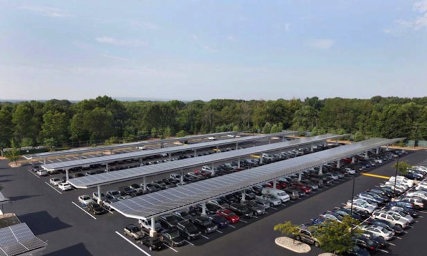 Am 8 MW solar parking lot at Rutgers University in New Jersey.