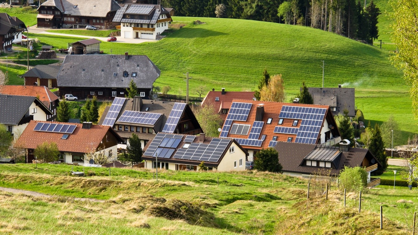 Solar power in a small village in Germany's Black Forest region.