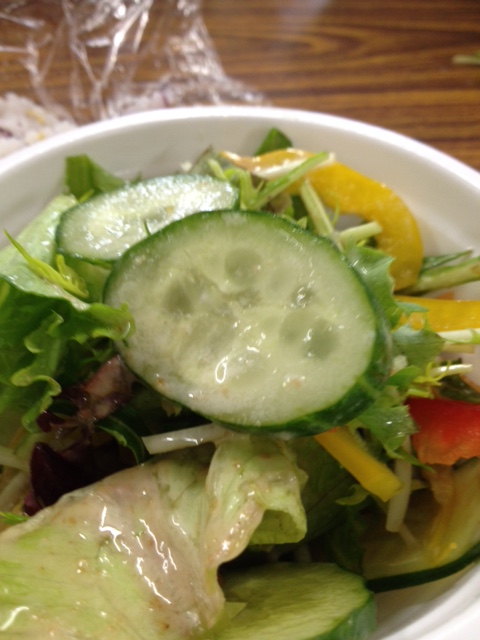 I notice that the cucumber on my salad looks a bit mutated. The women are taken aback. They wonder about me eating it. I say "this is genetic damage that probably happened before. I don't think it is contaminated now." Arnie jokes that I should send this photo to the researcher from University of South Carolina, Dr Tim Mousseau who studies the plants and animals from this area. Since the cucumber probably came from the open market, who knows its actual origin?