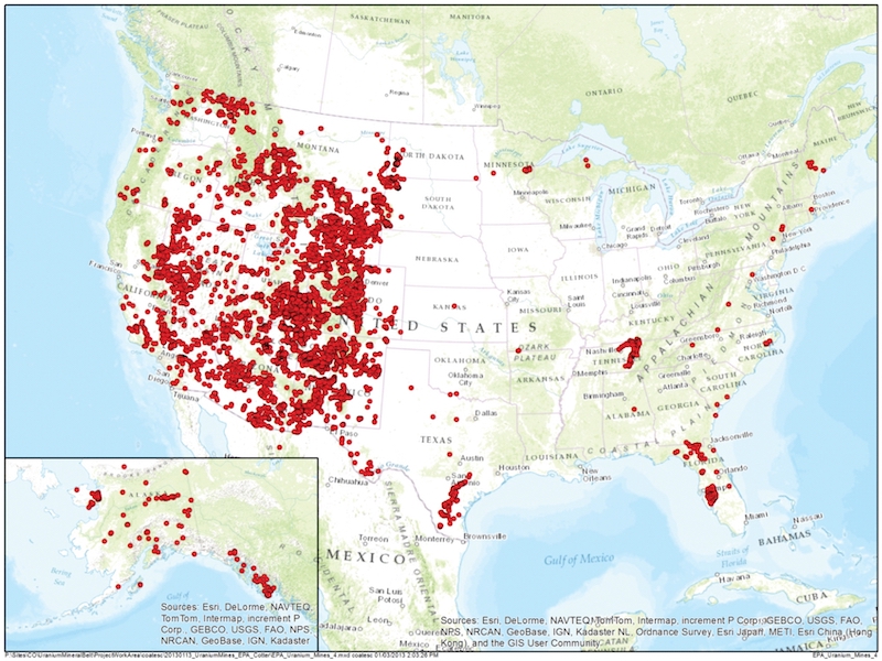 Abandoned uranium mine locations