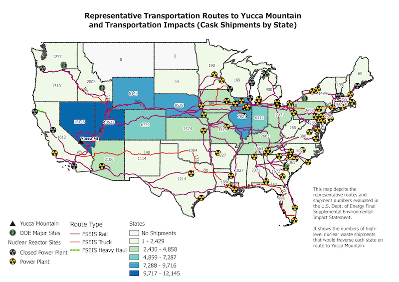 High-level waste transport routes map